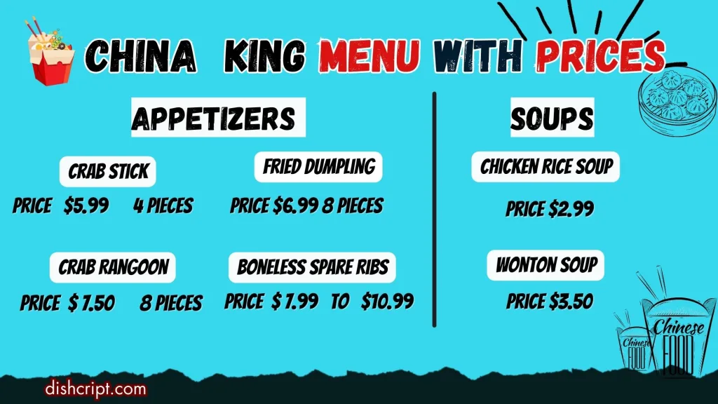 China King Menu with Prices