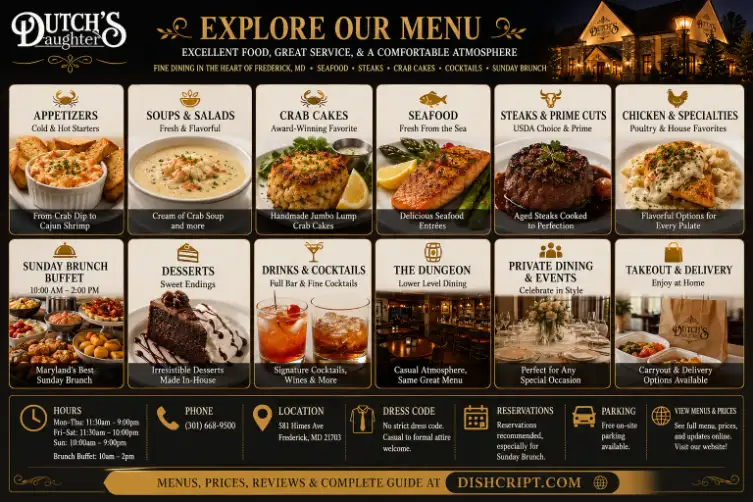 Dutch's Daughter Menu categories