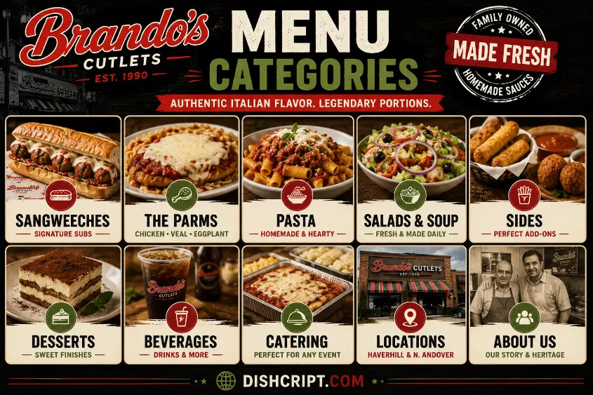 Brando's Cutlets Menu Categories