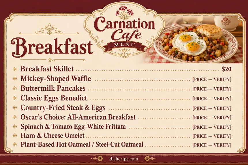 Carnation Cafe Breakfast Menu