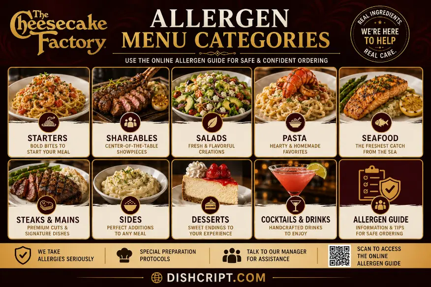 Cheesecake Factory Allergen Menu Categories