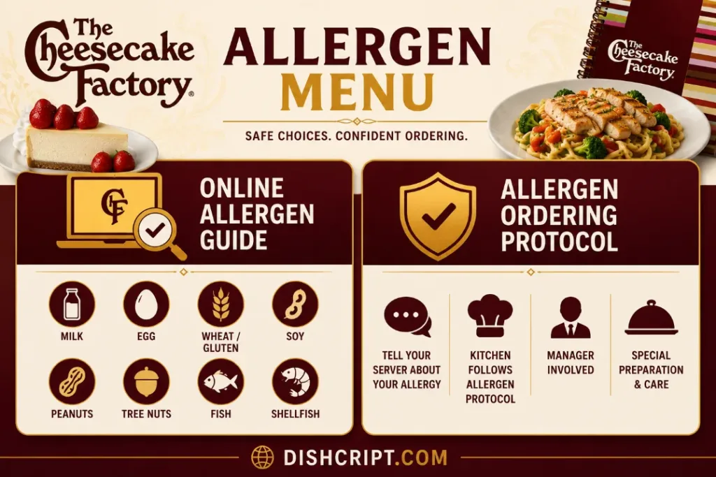 Cheesecake Factory Allergen Menu ordering protocol and online ordering guide