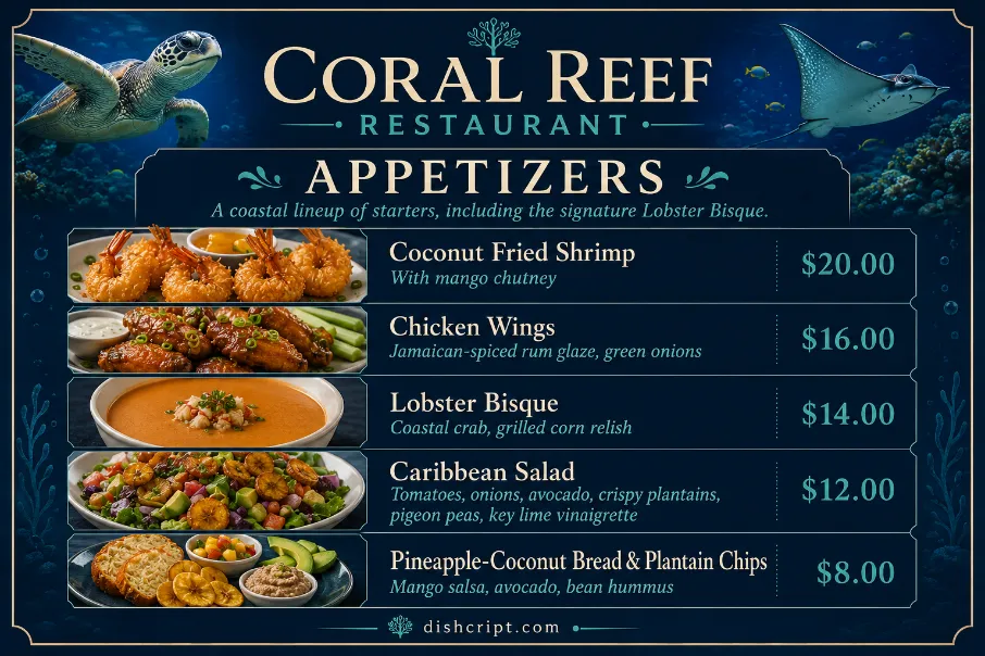 Coral Reef Appetizers and Desserts