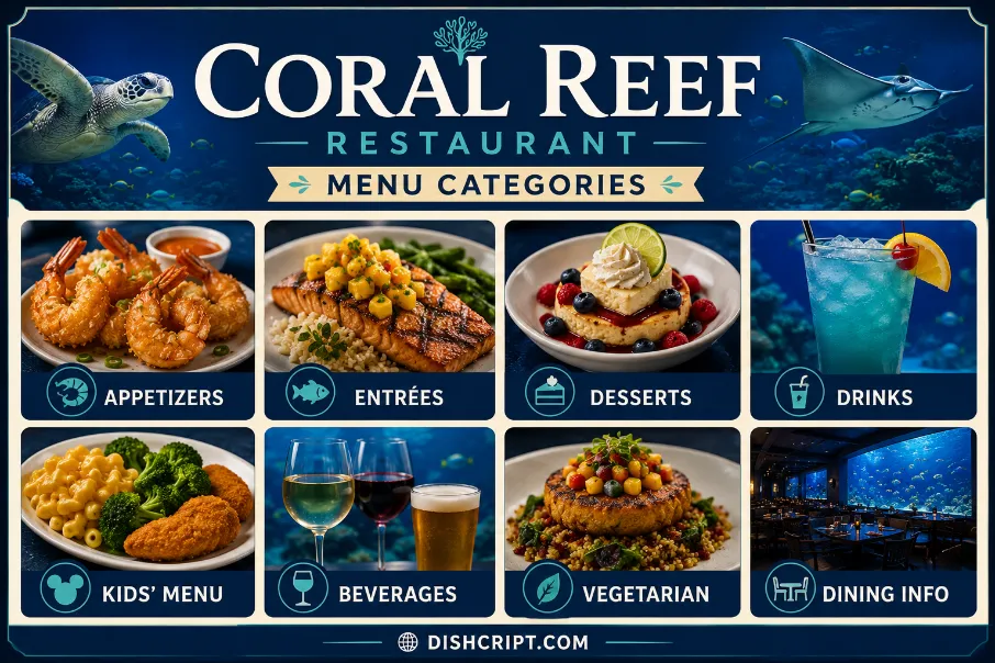Coral Reef Restaurant Menu Categories