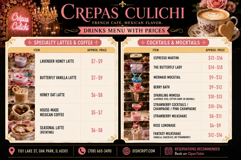 Crepas Culichi Drinks Menu