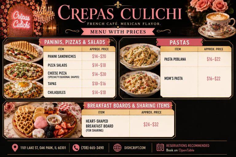 Crepas Culichi Paninis Pastas Breakfast Boards Menu