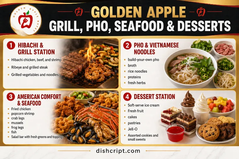 Golden Apple Grill Pho Seafood and Desserts Menu