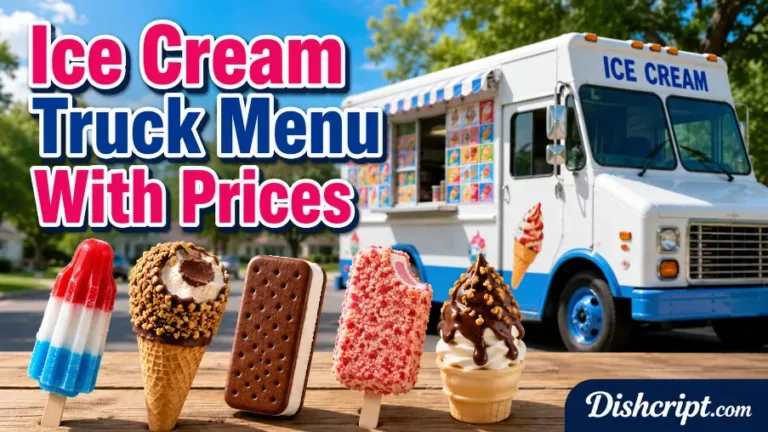 Ice Cream Truck Menu With Prices