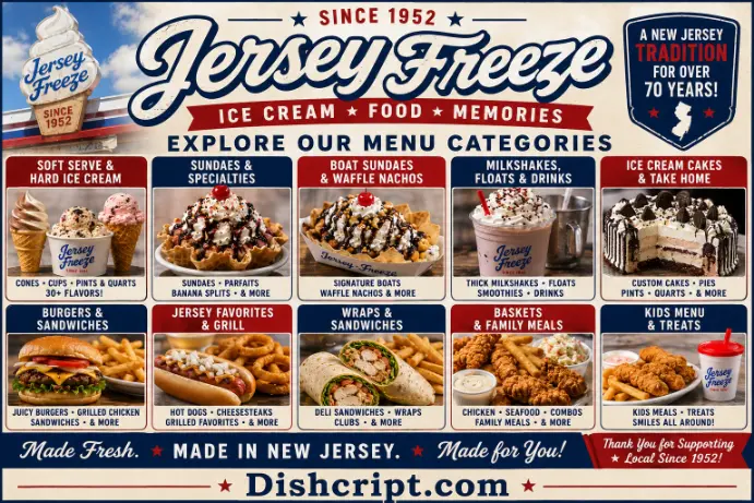 Jersey Freeze Menu Categories