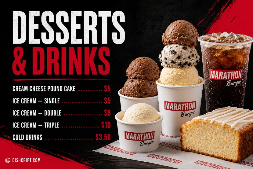 Marathon Desserts and Drinks Menu