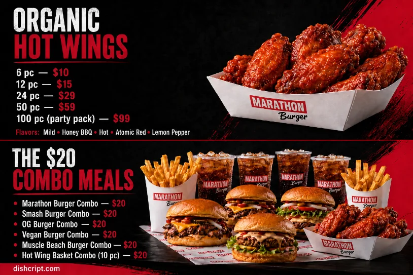 Marathon Organic Hot Wings and Combo Meals