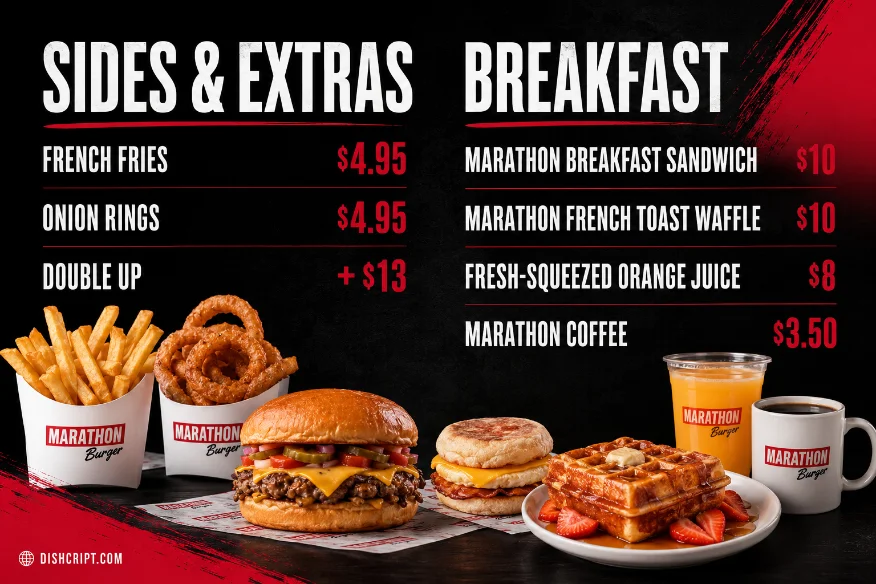 Marathon Sides Extras and Breakfast Menu