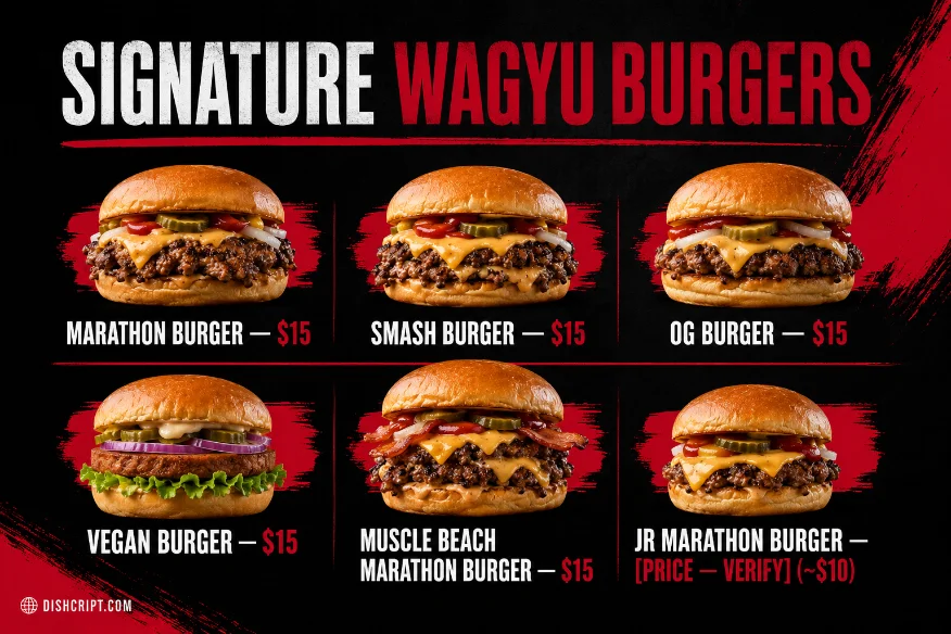 Marathon Signature Wagyu Burgers Menu
