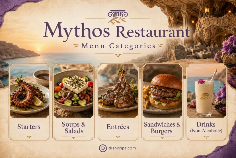 Mythos Restaurant Menu Categories