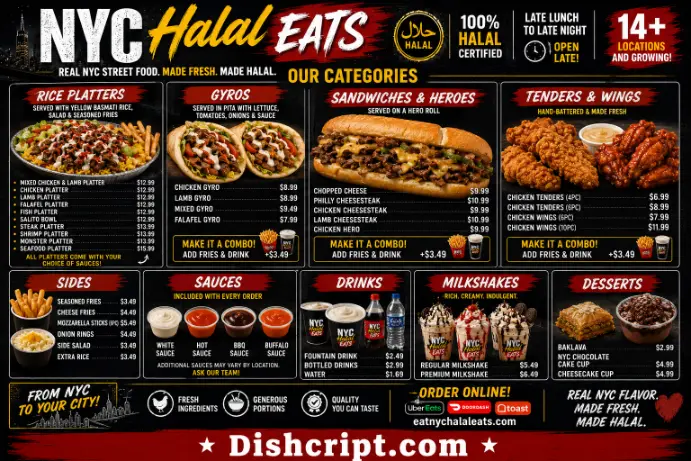 NYC Halal Eats Menu Categories