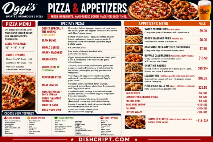Oggi's Pizza & Appetizers Menu