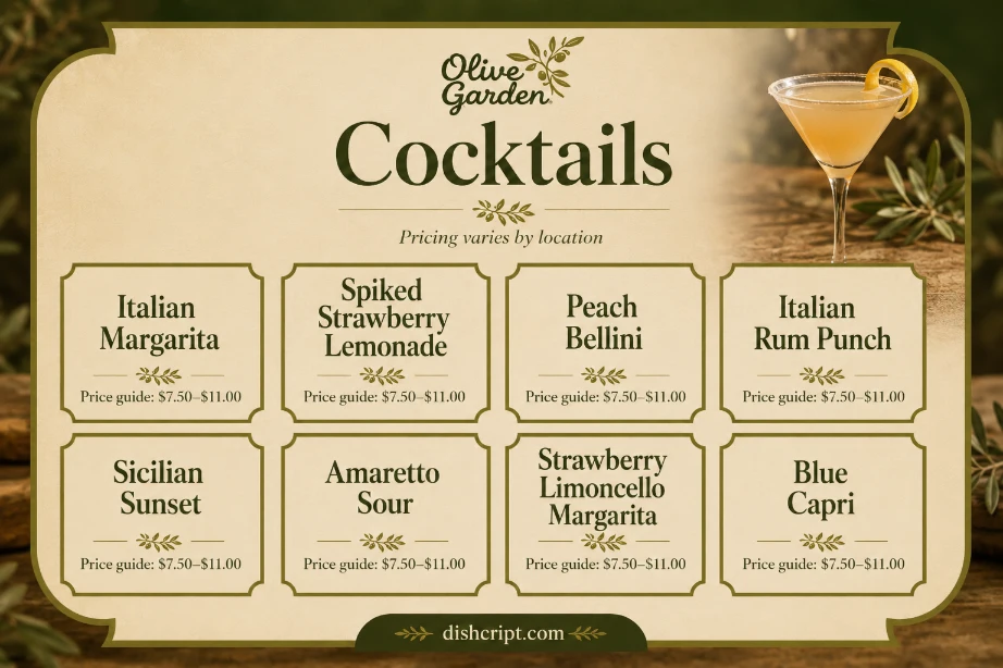 Olive Garden Cocktails Menu