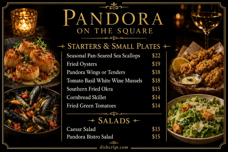 Pandora on the Square Menu Starter and Salad