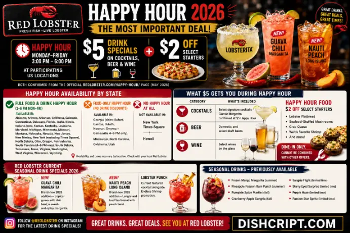 Red Lobster Happy Hour & Seasonal Drinks Menu