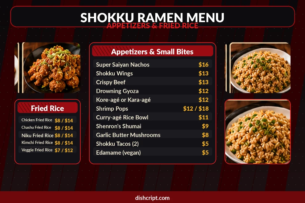 shokku ramen appetizers fried rice prices