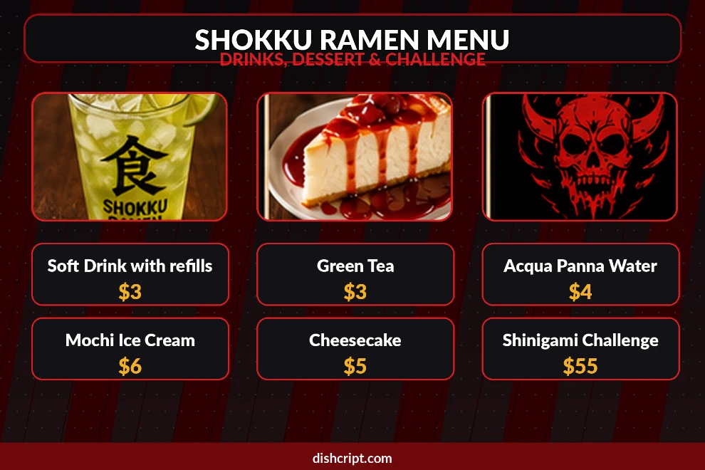 shokku ramen drinks dessert shinigami challenge