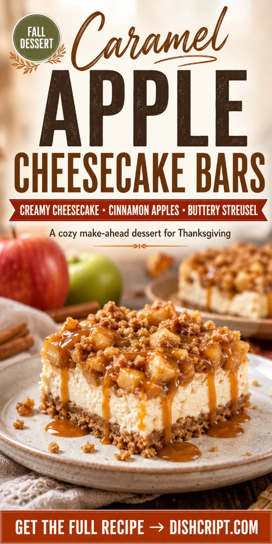 Caramel Apple Cheesecake Bars with Cinnamon Streusel