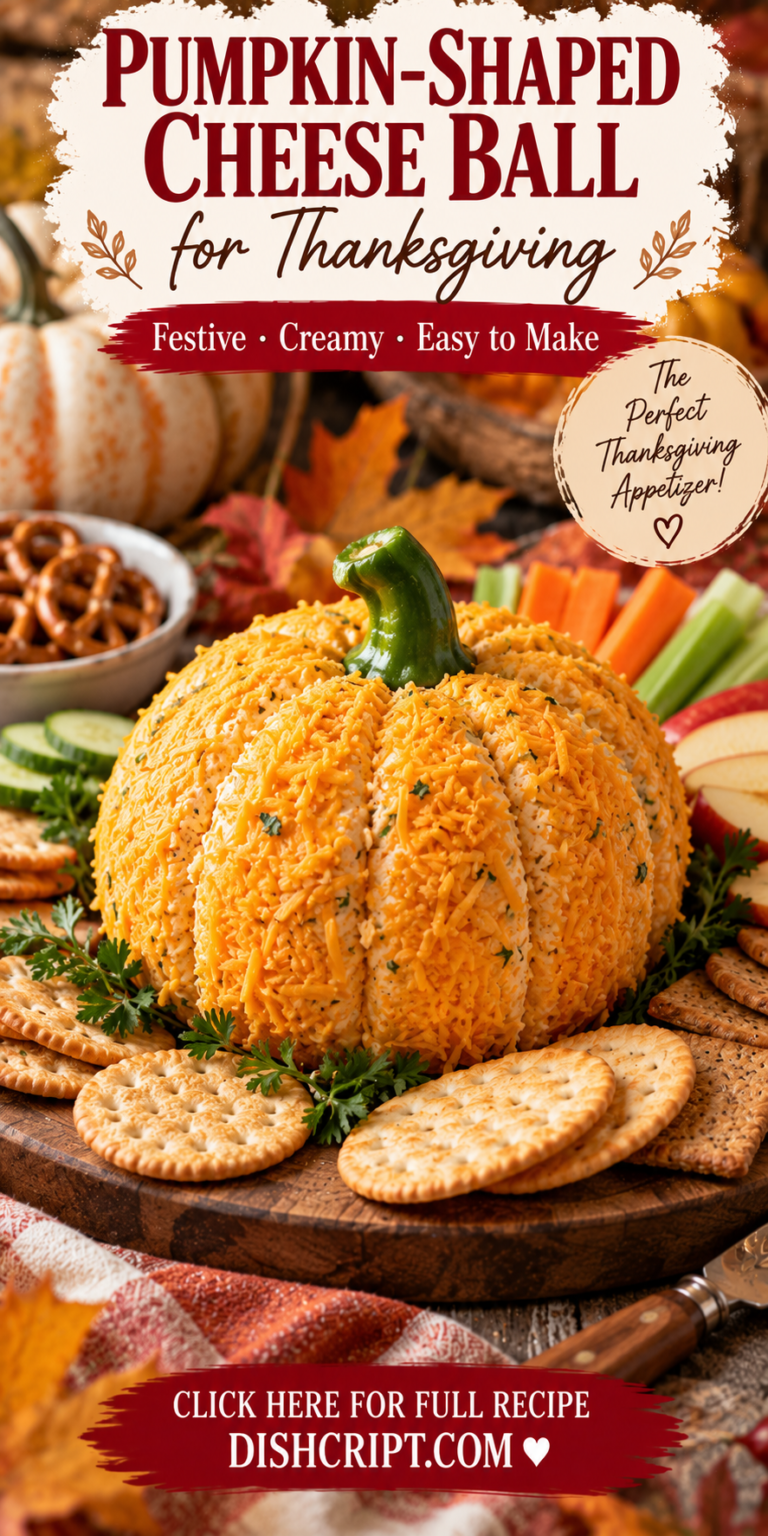 Pumpkin-Shaped Cheese Ball for Thanksgiving
